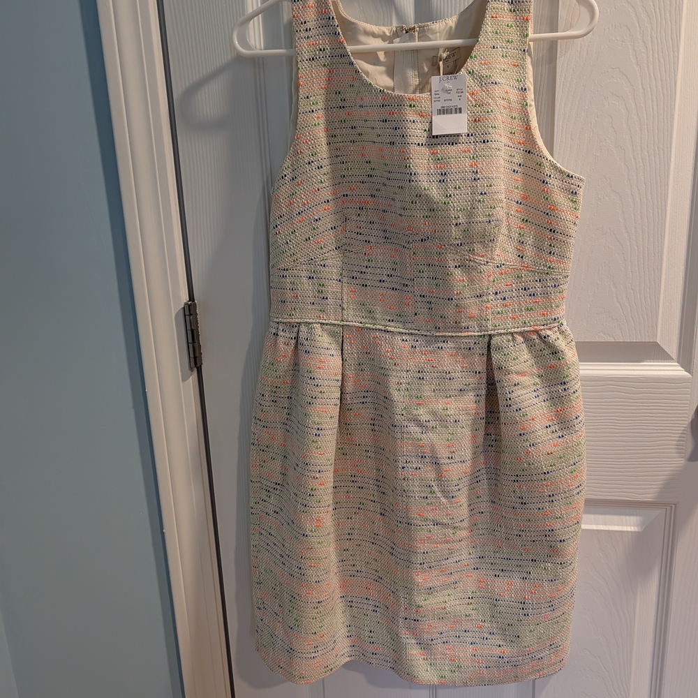 J. Crew Cream Tweed Dress with Multicolor Speckle
